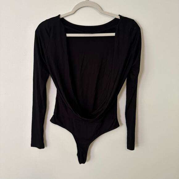 Lulu's Hype Worthy black long sleeve open-back bodysuit size S - Picture 3 of 6